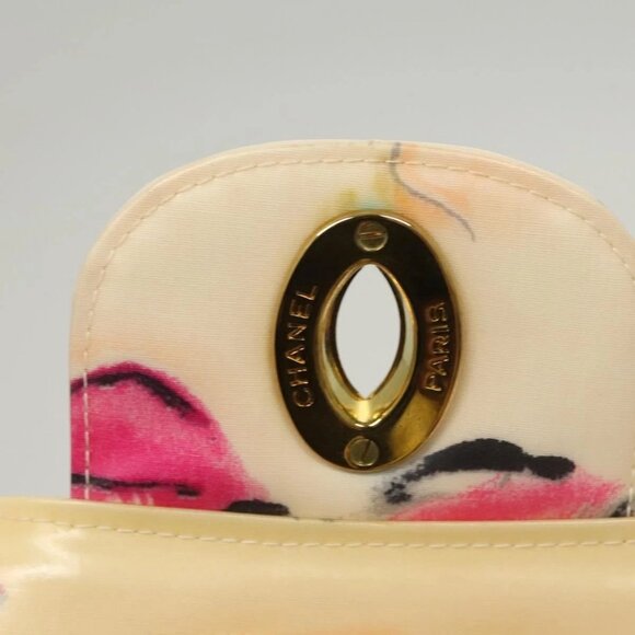 CHANEL Matelasse Chain Shoulder Bag Vinyl Coating White Gold CC Auth 1 - Picture 7 of 15